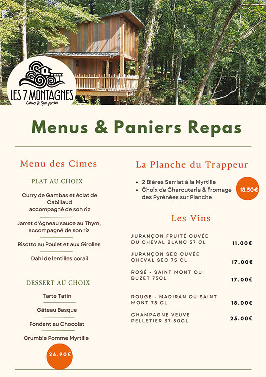 Menu cabane 2023